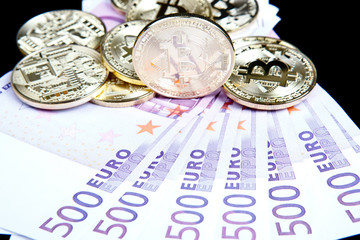 bitcoin coins with euros