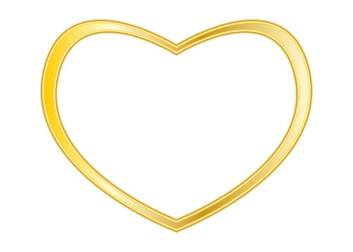 Gold Heart Frame Isolated On White Background