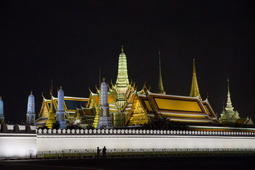 Wat Phra Kaew.Temple of the Emerald Buddha one of the landmarks of Bangkok where tourists visit.