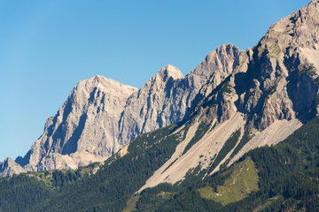 Fototapeta na wymiar Dachstein Mountains over Schladming, Northern Limestone Alps, Austria