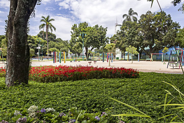Garden and playground in Park Santos Dumont, Sao Jose dos Campos, Sao Paulo, Brazil