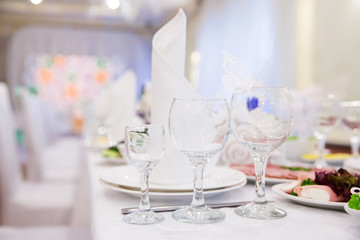 Served table in the restaurant