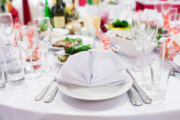 Served table in the restaurant
