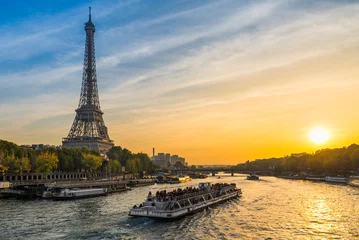 Fotobehang Sunset at the Eiffel tower, Paris © Mapics