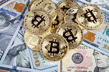 bitcoin coins with dollars