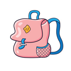 Pink travel backpack or school bag isolated.