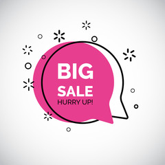 Big sale offer discount geometric pink price label banner with white text