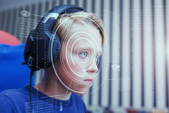 Modern cyber kid with digital eye
