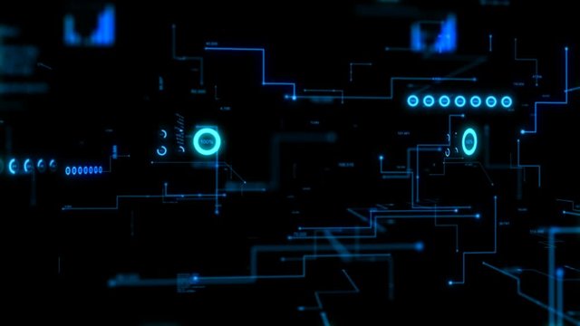 4K Animation 3D abstract dark background moving graph bar infographic dot and line metaphor cyber futuristic data transfer network connection concept