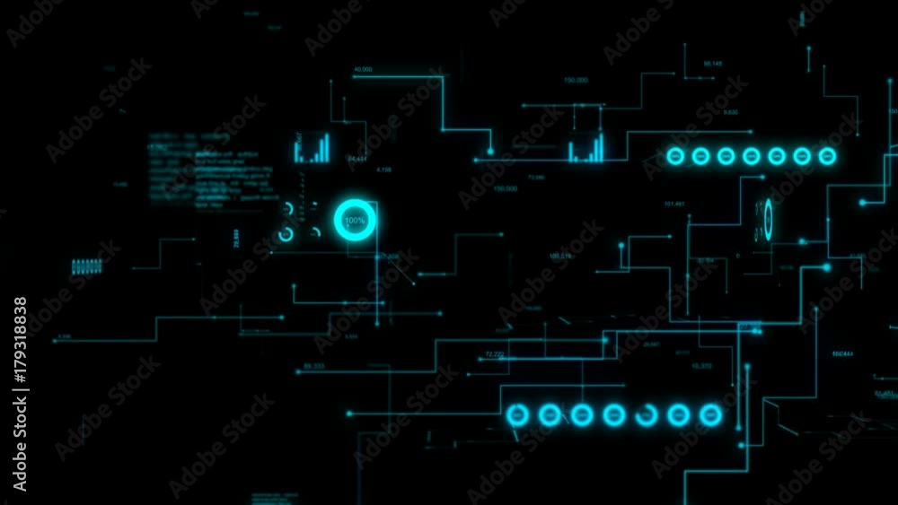 Poster 4k animation 3d abstract dark background moving graph bar infographic dot and line metaphor cyber fu
