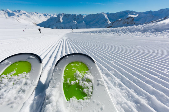 Skis on ski slope