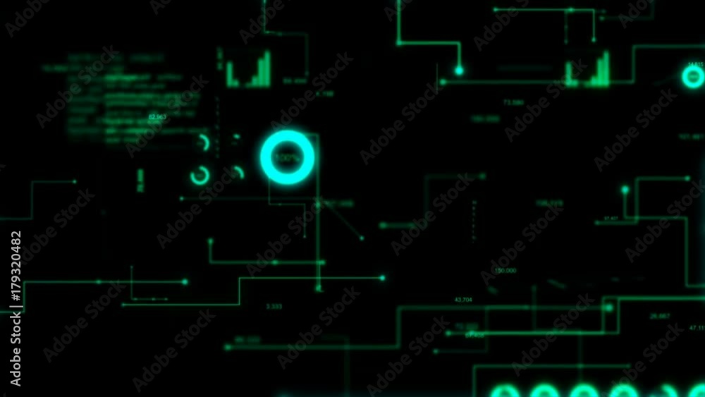 Poster 4k animation 3d abstract dark background moving graph bar infographic dot and line metaphor cyber fu