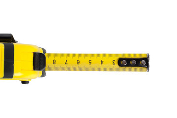 Tape measure on white background