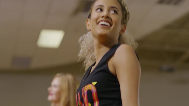 Close up shot of woman dancing in exercise class / Orem, Utah, United States
