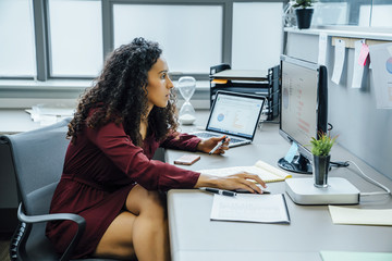 Businesswoman using computer in office