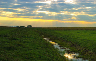 Obraz premium Natural landscape. Meadow and river