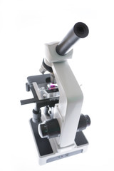Laboratory microscope isolated on white background school research concept