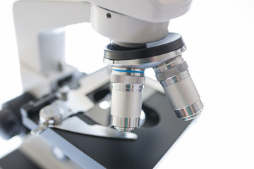 a laboratory microscope close up - research concept