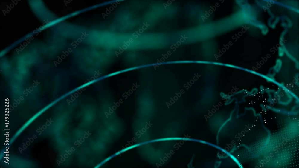 Poster 4k animation globe with dot world map element spin for cyber and futuristic technology concept on da