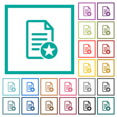Favorite document flat color icons with quadrant frames