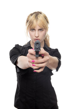 business woman with a hand gun