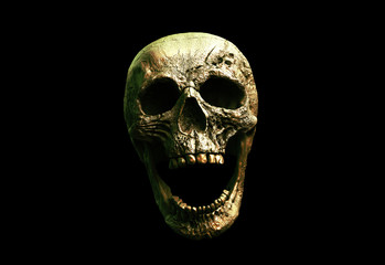 Human skull on Rich Colors. The concept of death, horror. A symbol of spooky Halloween. 3d rendering illustration.