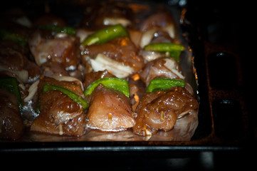 freshly shish kebab with greens