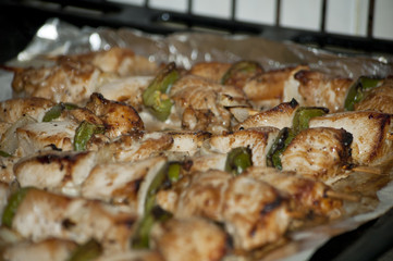 freshly shish kebab with greens