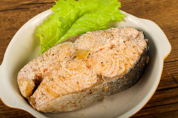 Steamed salmon