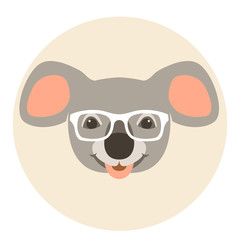 bear koala face in glasses vector illustration flat style front