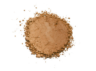 Broken and scattered eye shadow isolated background
