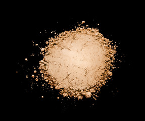 Broken and scattered eye shadow isolated background