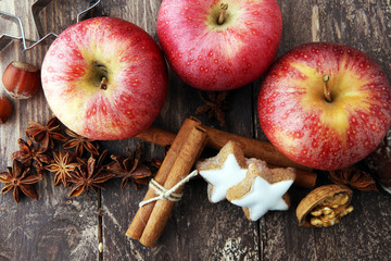 cookies, spices and apples a christmas bakery concept