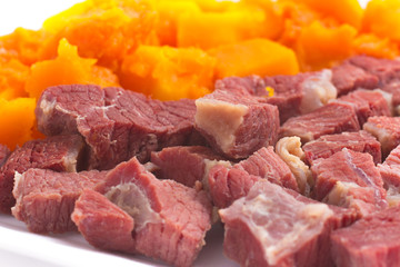 Brazilian Jaba com Jerimum. Jerked beef or Dry Meet with Pumpkin