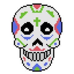 pixel art skull mexico