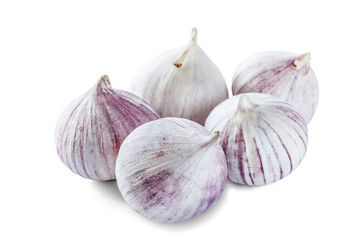 Raw garlic isolated on white.
