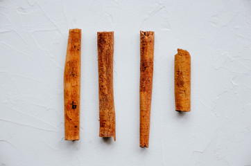 cinnamon sticks on white background
