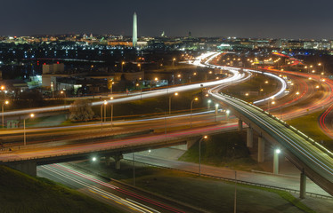 Obraz premium DC traffic at night from above