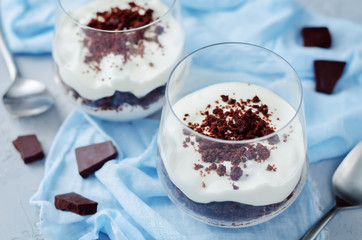 Chocolate cookies greek yogurt parfait