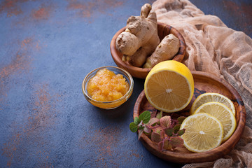 Lemon, ginger, mint and honey.