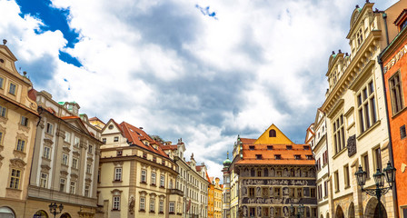 Romantic Prague cityscape, Czech Republic. Panoramic view of the old city of the hundred towers on a summer day.