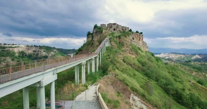 Aerial Drone View of Civita di Bagnoregio, Italy