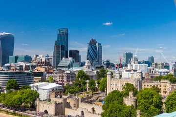 Fototapeta na wymiar Financial center of London and Tower, UK