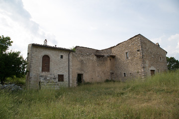 Ancient restored houses in an abandoned mountain village, Central Italy 