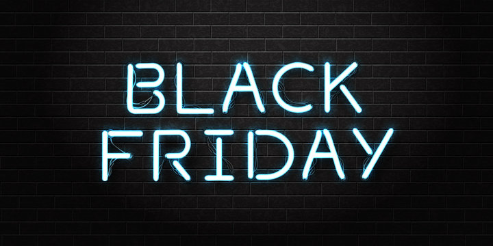 Vector realistic isolated neon sign of Black Friday lettering for decoration and covering on the transparent background. Concept of sale, clearance and discount.