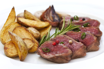 Beef steak and potatoes