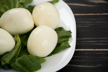 Plate of boiled eggs