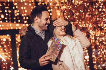 Romantic Man Surprise Girl With Beautiful Gift