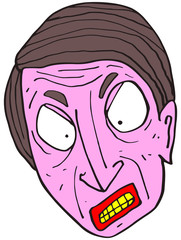 Angry Pink Cartoon Face Emoticon 