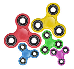 Group of fidget colorful Spinners, isolated on a white background